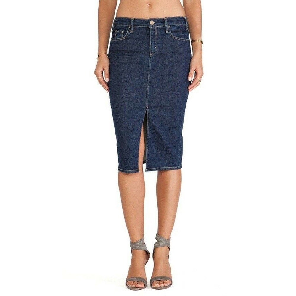 McGuire Revolve Marino Straight Denim Jean Skirt Front Slit When Heaven Fell 29